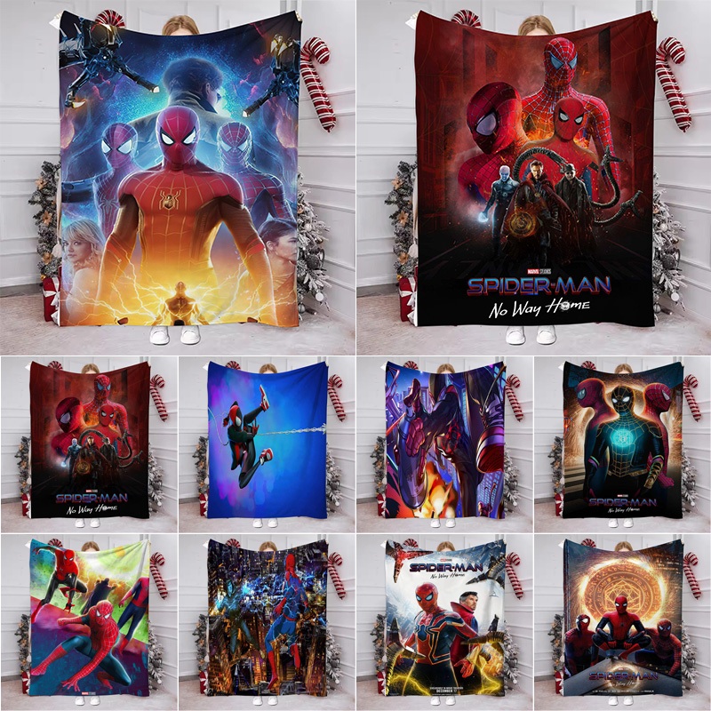 Avengers Spider-Man Pattern ผ้าห่มตุ๊กตานุ่มอบอุ่นสําหรับโซฟาห้องนั่งเล่นสํานักงานห้องนอนของขวัญท่อง