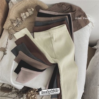 ฤดูใบไม้ร่วงแฟชั่นเด็กสาวสีทึบนุ่มยืดหยุ่นสูงสีทึบเลกกิ้งเด็…