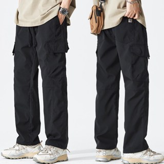 กางเกงขากระบอกคาร์โก้ผู้ชาย ทรงหลวมกันลม เหมาะสำหรับการเดินป…