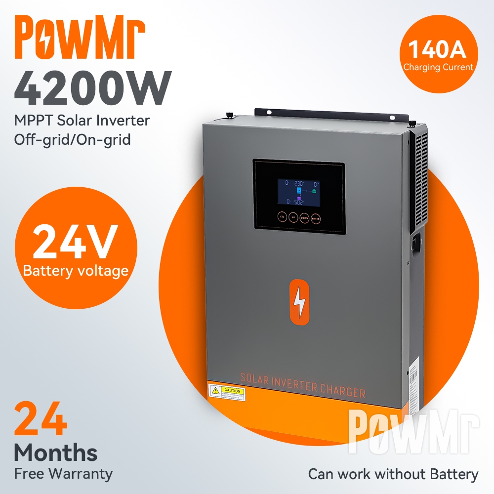 (Fast Deliever) PowMr 4.2KW Off-Grid MPPT Hybrid Inverter Pure Sine Wave Solar Inverter 230Vac ในตัว