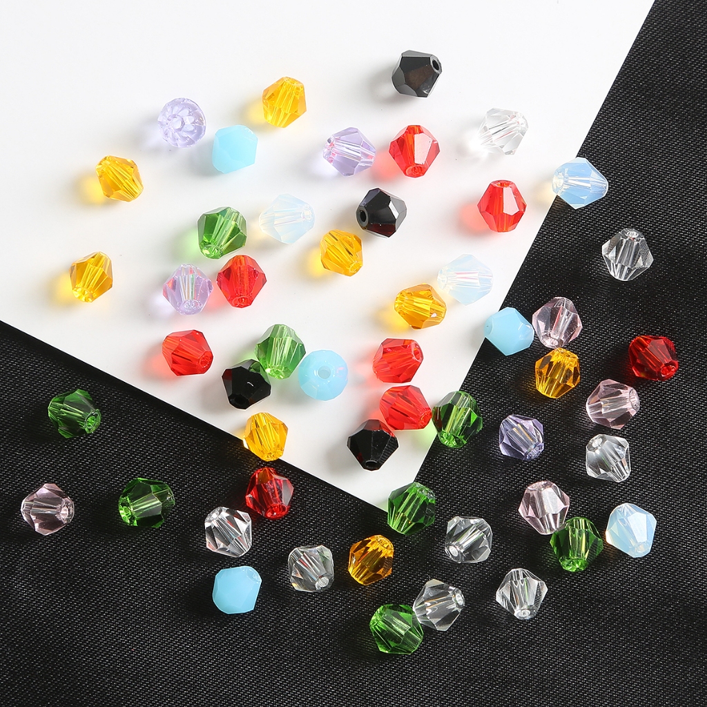 (90 ชิ้น + 4 มม.) ลูกปัดคริสตัลและแก้ว Bicone สำหรับทำเครื่องประดับ DIY หลายสไตล์ เช่น สร้อยคอ พวงกุญแจ และสร้อยข้อมือ