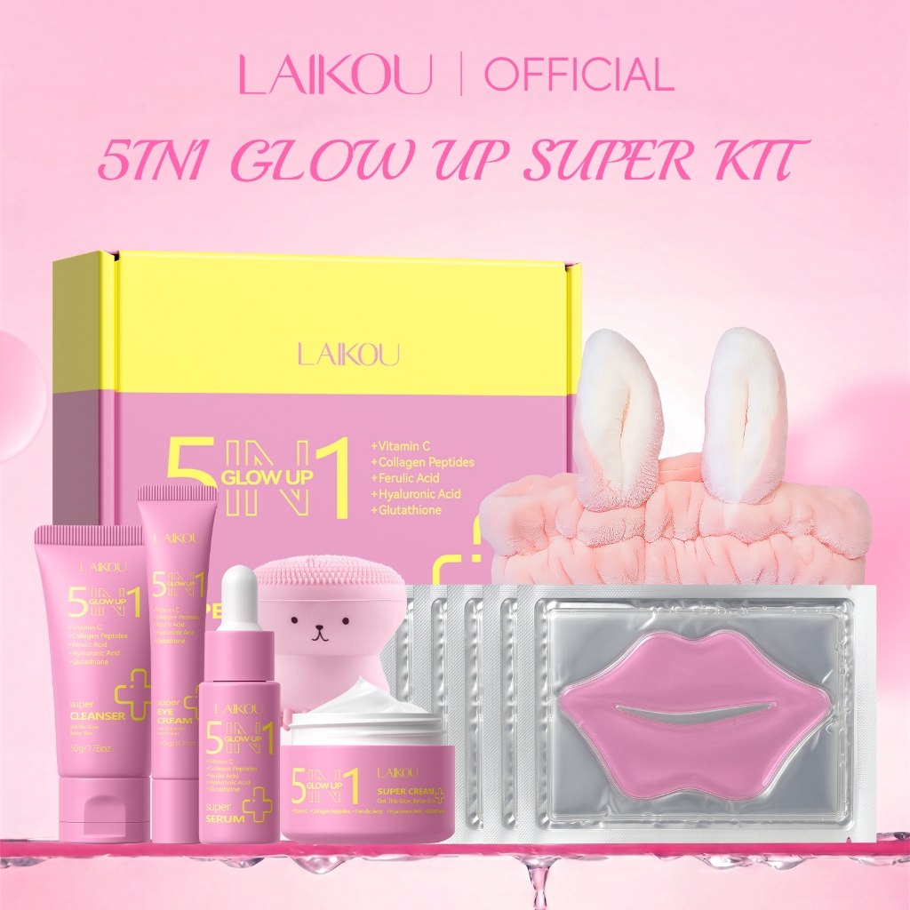 LAIKOU 5-IN-1 Glow Up Super Skincare Set - Boost Radiance Deep Hydration ของขวัญวันเกิดวันวาเลนไทน์