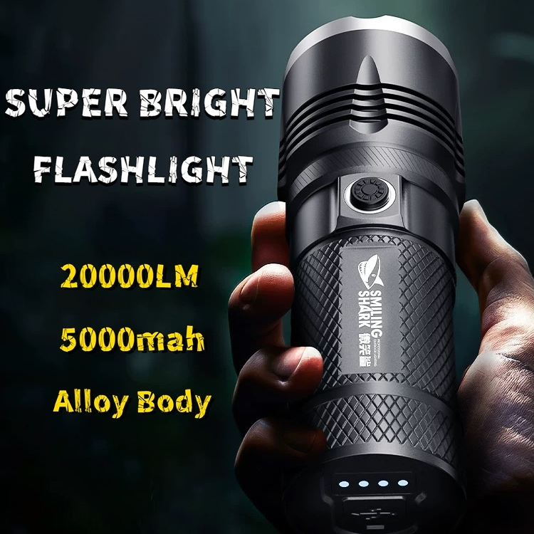 ไฟฉาย LED 5000mAh ไฟฉายแรงสูง อเนกประสงค์ กันน้ํา ชาร์จ USB สว่างมาก ซูมได้ สําหรับกลางแจ้ง