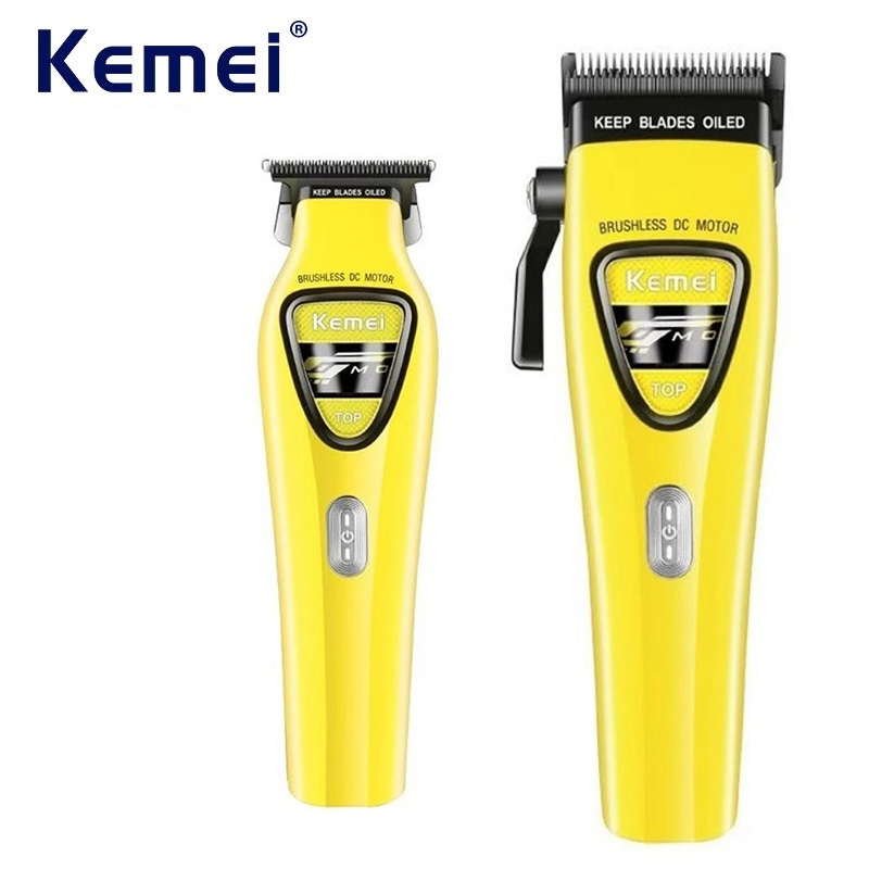 Kemei ตัดผมและปัตตาเลี่ยน Combo มอเตอร์ไร้แปรง สําหรับผู้ชาย KM-1566 KM-1567