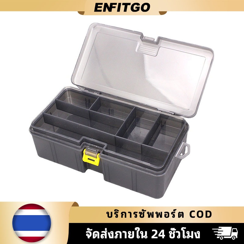 กล่องเก็บอุปกรณ์ตกปลารองพลาสติกแบบหลายชั้นพร้อมฝาครอบที่แยกออกได้ง่าย