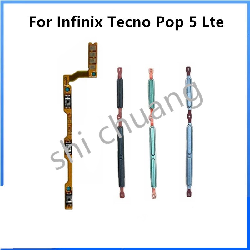 สําหรับ Infinix Tecno Pop 5 Lte BD4 BD4i BD4A ปริมาณด้านข้างปุ่ม Flex Cable Keys ปุ่มปิดระดับเสียงขึ้นและลงปุ่มบน