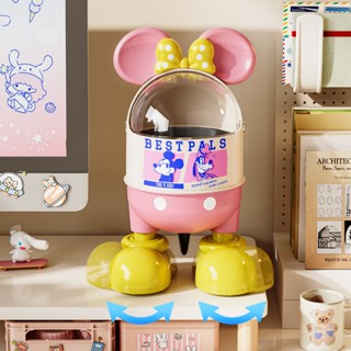 มิกกี้ สไตล์เดียวกันสํานักงานมินิเดสก์ท็อปพร้อมฝาปิดถังขยะถั…