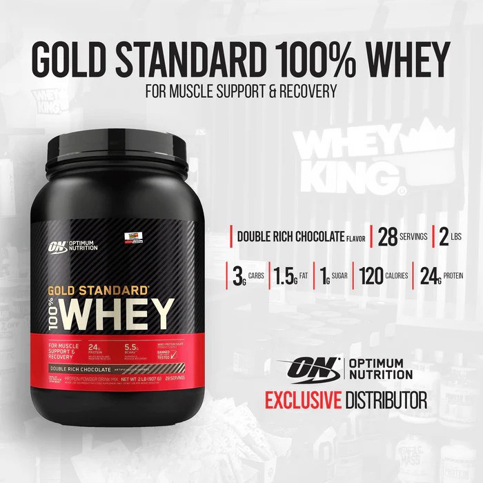 Optimum Nutrition Gold Standard เวย์โปรตีน 100% 2lbs/5lbs-ดับเบิ้ลริชช็อกโกแลต - รูปที่ 4