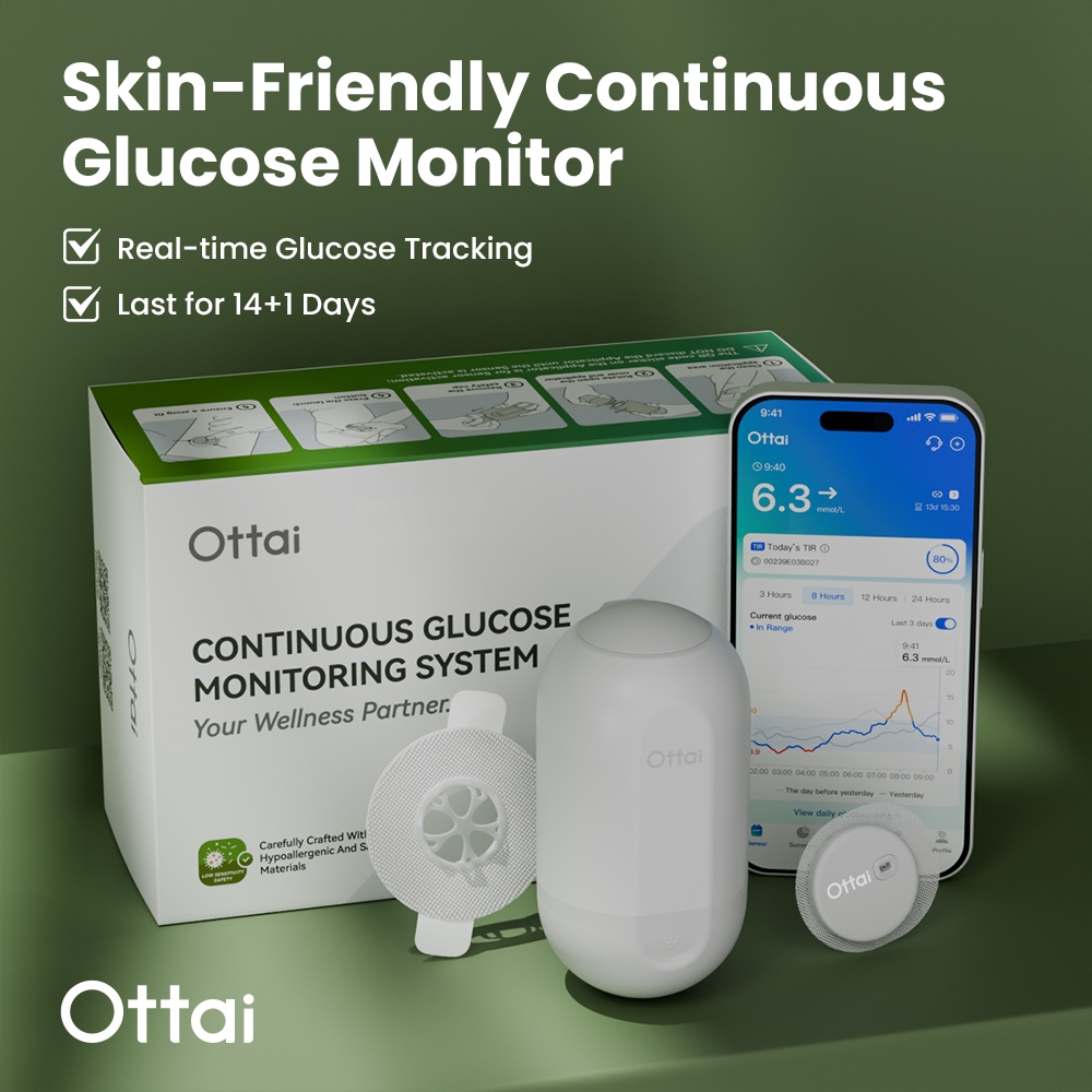 Ottai Hypoallergenic Version CGM Skin-Friendly Continental Glucose Monitor หนึ่งชุดสําหรับ 14 วัน