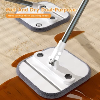ZOLELE Spin mop M20 ไม้ถูพื้น ถังถูพื้นพร้อมถังปั่น แบบสี่เหลี่ยม Spin Mop ถังแยกน้ำสะอาด-สกปรก ผ้าถู ตรงหัวม็อบพับได้ ไม้พื้นตั้งตรงได้