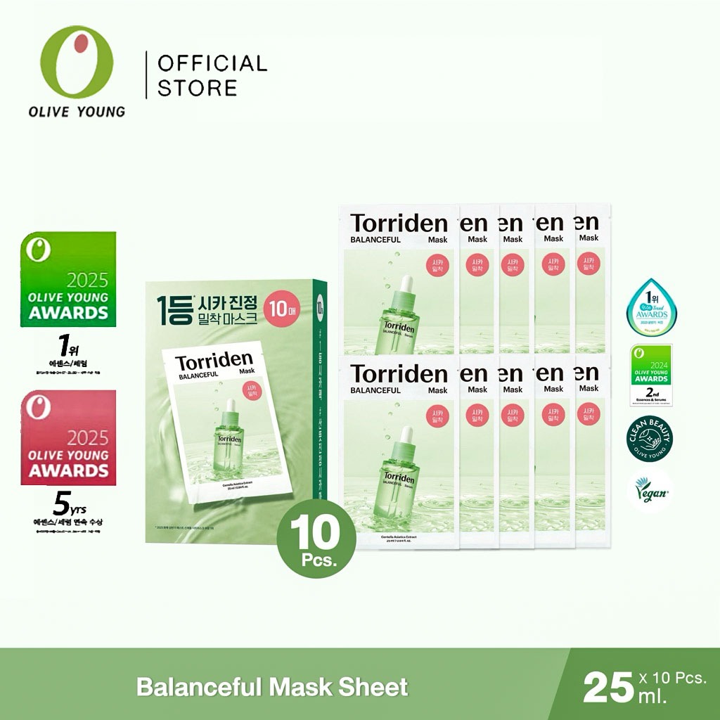 (10 แผ่น) Torriden Balanceful Cica Mask Sheet – ทอร์ริเดน มาสก์สูตรอ่อนโยนสำหรับผิวแพ้ง่าย