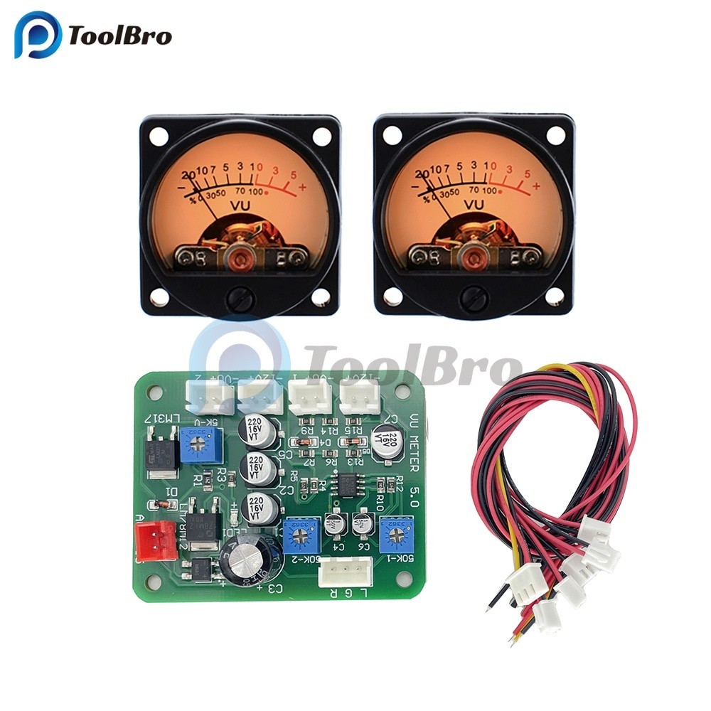 VU ระดับเสียงเมตรสเตอริโอเครื่องขยายเสียง + 2 ชิ้น VU เมตร 9-12V DC สเตอริโอเครื่องขยายเสียงบอร์ดตัวบ่งชี้ระดับพร้อมโมดูลไดร์เวอร์