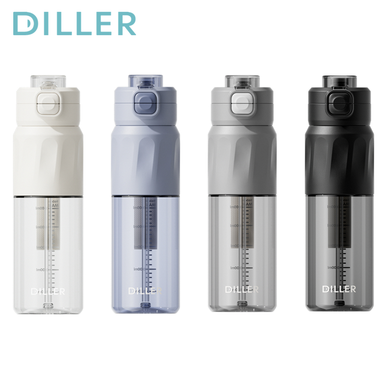 Diller ขวดน้ํา Tritan ขนาดใหญ่พร้อมฝาปิดพวย, Frosted ป้องกันการรั่ว BPA-Free 960ml D2608