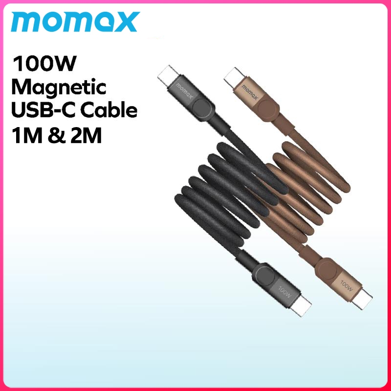 Momax DC52/DC62 Mag.Link USB-C to USB-C สายแม่เหล็ก 100W (1m/2m) PD 3.0 & QC 3.0 การถ่ายโอนข้อมูลการ