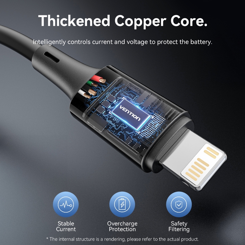 Vention สายชาร์จ Lightning Fast Charge 27W พลังงานสูง 3A รูปที่ 7