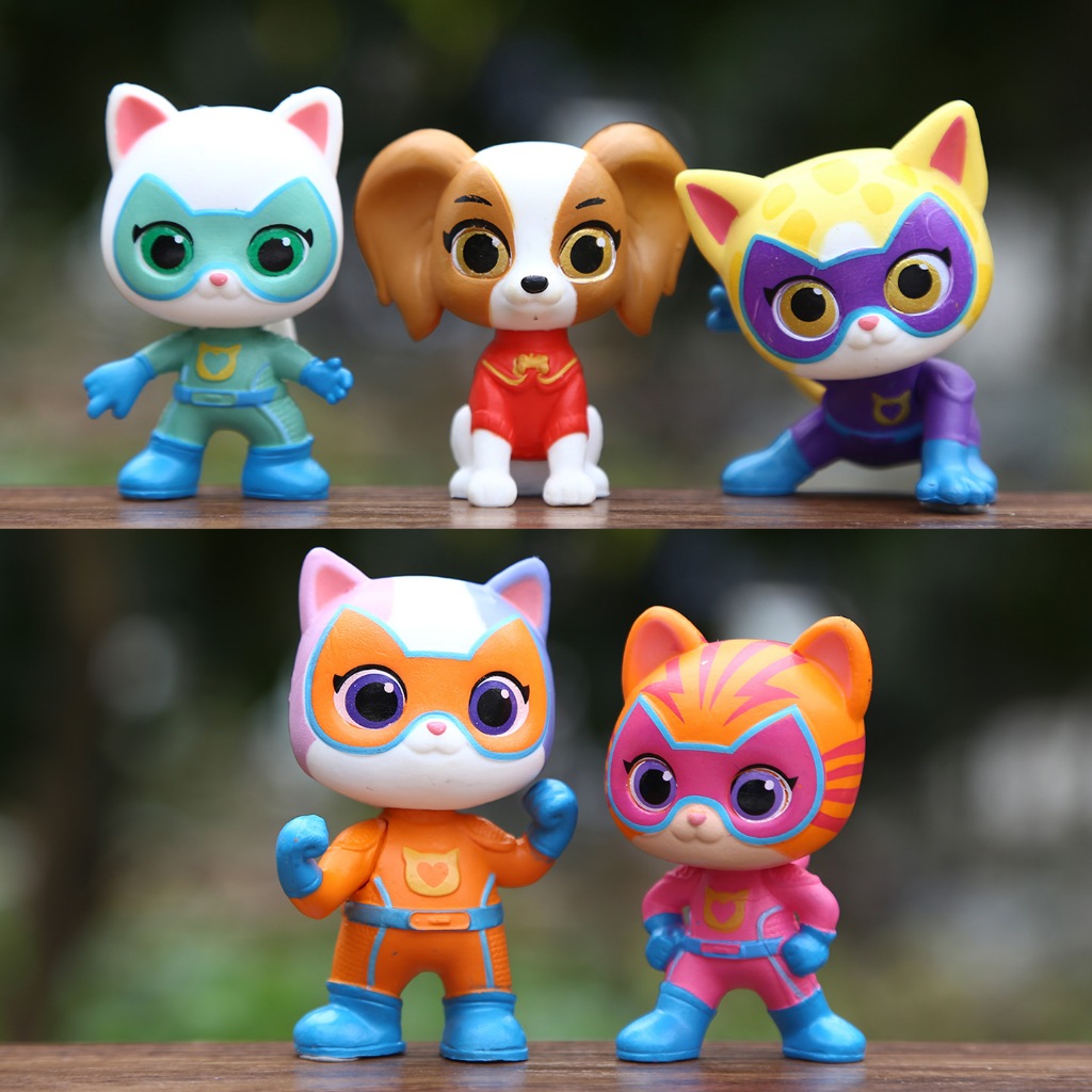 5 ชิ้น/เซ็ต 5-7 ซม.การ์ตูนอะนิเมะ Super Kitties รูป Ginny Bitsy Sparks Buddy แมวขโมยรุ่น Q PVC ตัวเลขการกระทําตุ๊กตาของเล่นเด็กของขวัญ
