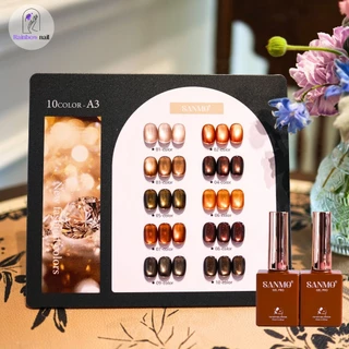 SANMO เซ็ตใหม่ 10 สี สีเจลแคทอายเนื้อซาติน, สีเจลแคทอาย/สีลูกแก้ว สีเจลพื้น เจลแคทอายฟองอากาศ แถมชาร์ทให้คุณโชว์สวยๆ อย่างลงตัว พร้อมส่ง