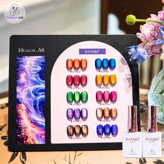 SANMO เซ็ตใหม่ 10 สี สีเจลแคทอายเนื้อซาติน, สีเจลแคทอาย/สีลูกแก้ว สีเจลพื้น เจลแคทอายฟองอากาศ แถมชาร์ทให้คุณโชว์สวยๆ อย่างลงตัว พร้อมส่ง