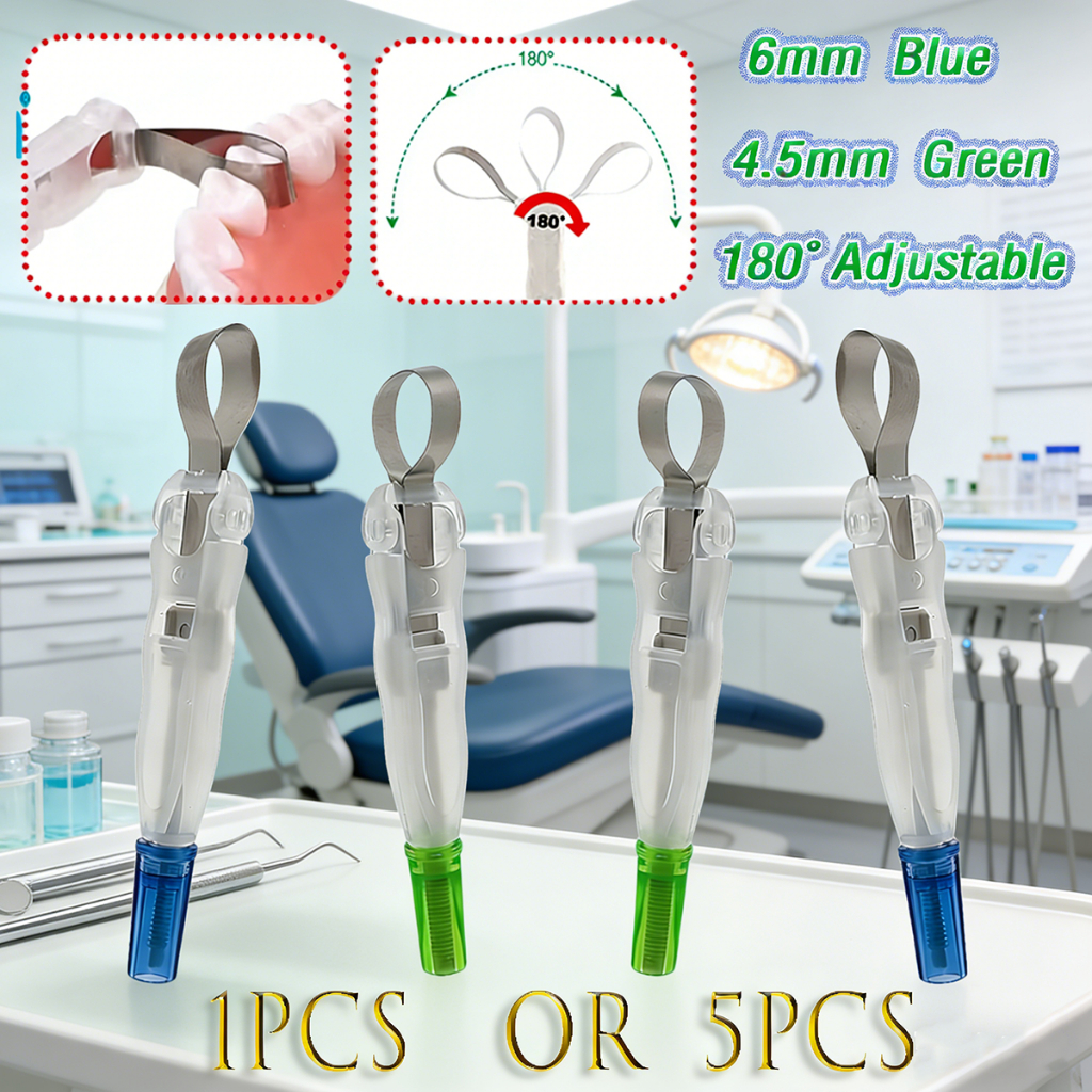 5 ชิ้นทันตกรรม Matrix Bands Pre โค้งสําหรับส่วนเมทริกซ์ระบบ Matrix Bands Retainer 180° วัสดุมงกุฎทันตกรรมแบบปรับได้