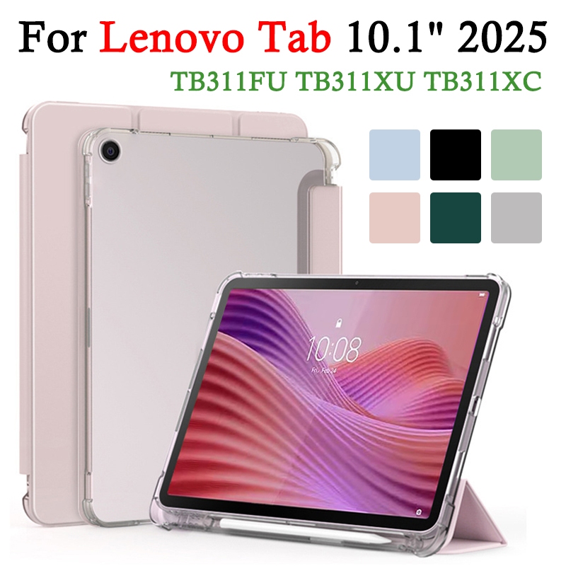 สําหรับ Lenovo Tab 2025 10.1 โปร่งแสงฝาครอบแท็บเล็ต TB311FU TB311XU TB311XC พร้อมช่องเสียบปากกากันกร