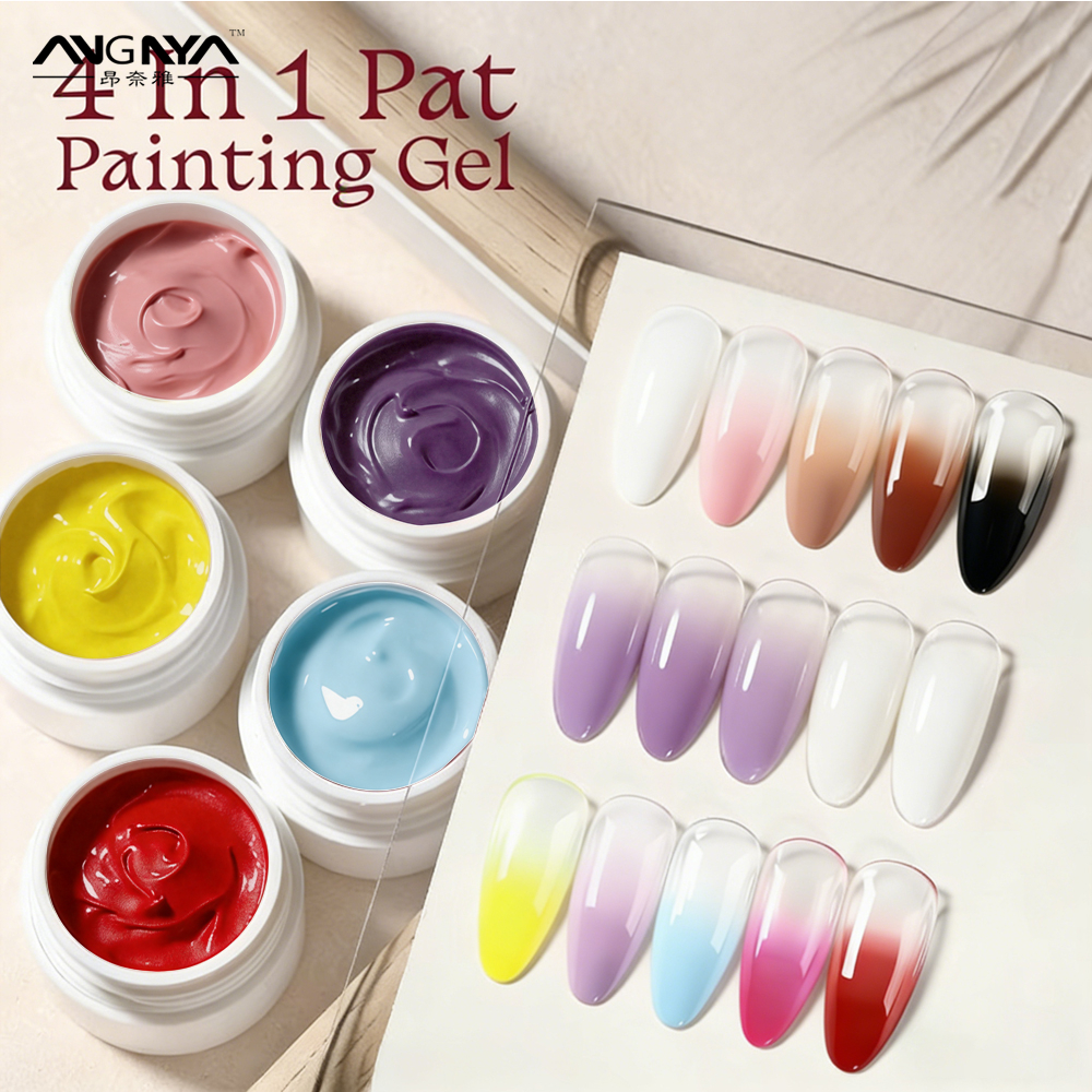 ANGNYA 3D Nail Art Pat Painting Gel ไม่มีไหล Full Coverage Creamy Painting Color Pigmented Nails Pai