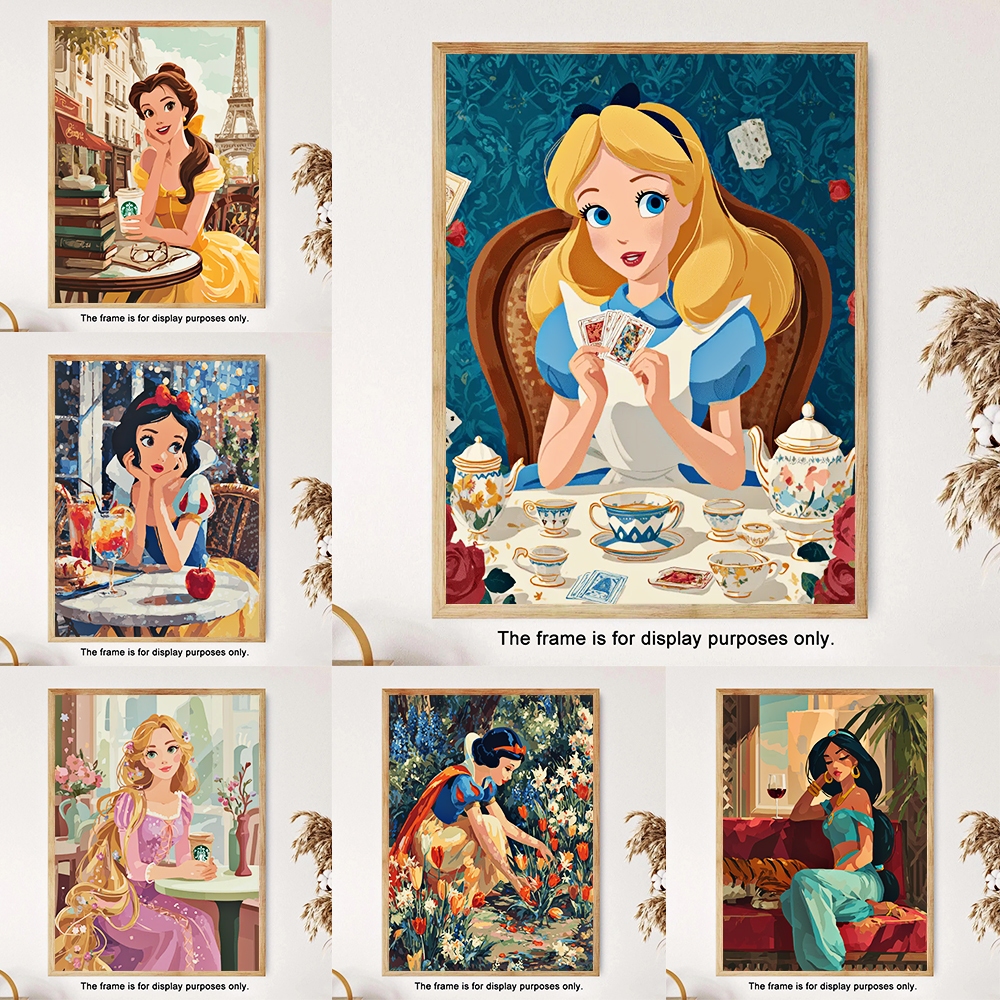 Alices Tea Party / Paint by Numbers / Wall Art / ภาพวาดผ้าใบ / ตกแต่งห้องนั่งเล่น / ตกแต่งบ้าน / วอลล์เปเปอร์