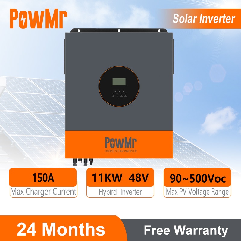 PowMr 11KW 48V ชุดป้องกันฝุ่นไฮบริดอินเวอร์เตอร์ 90-500Vdc Pv อินพุต Bulit ใน 160A MPPT Controller เ