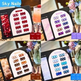 SANMO 10 ชุดแต่งเล็บตาแมวผ้าไหม (ฟรีกระดาน) ลูกปัดแก้วตาแมวตาแมวหลากกาวทาเล็บตาแมวผ้าไหมซาตินสีแดงคาราเมลตาแมวสีฟ้ากาวตาแมวสีม่วง