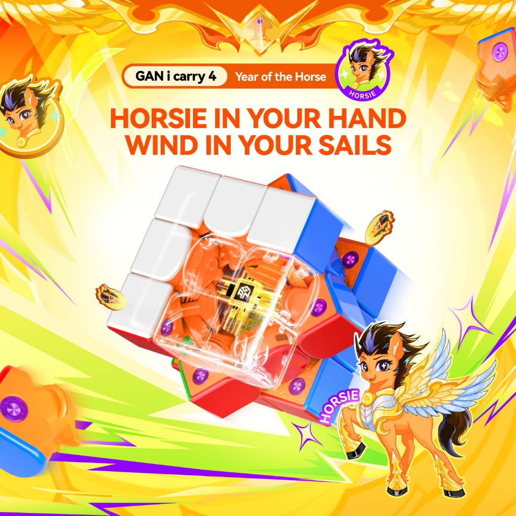 GAN i Carry 4 Smart Cube Year Of The Horse Edition 3x3 Speed ​​Cube Frosted Version การติดตามอัจฉริยะ Timing ขั้นตอนการเคลื่อนไหวด้วยแอป CubeStation