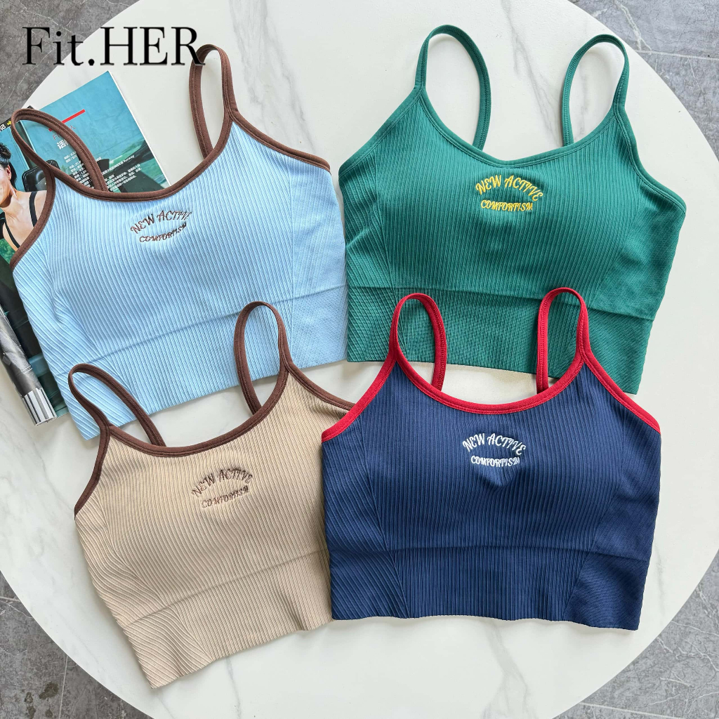 Fit.HER Color-Block Racerback Sports Bra: ซัพพอร์ตที่แน่นหนึบและระบายเหงื่อดี สำหรับการออกกำลังกาย