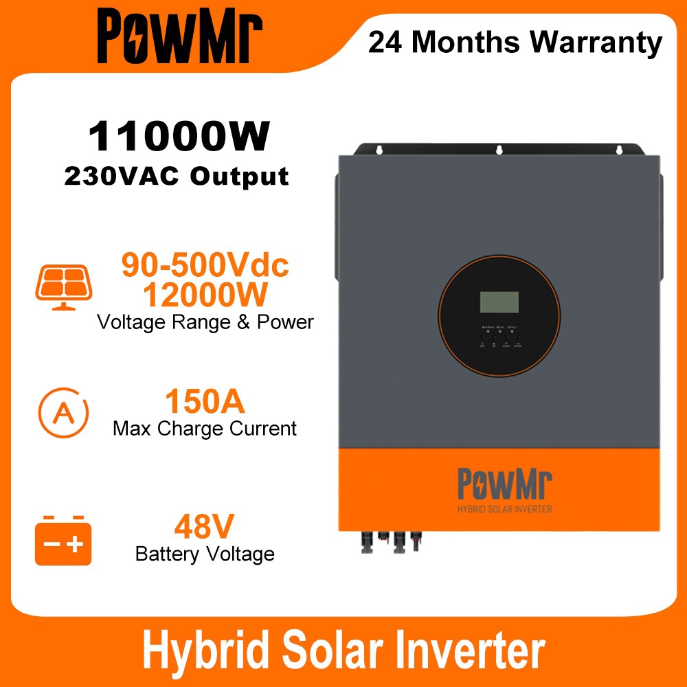 PowMr MPPT 11KW 48V ชุดป้องกันฝุ่นไฮบริดอินเวอร์เตอร์ 90-500Vdc Pv อินพุต Bulit ใน 160A MPPT Control