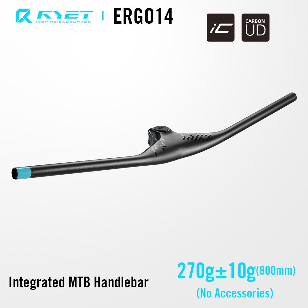 RYET 240g UD แฮนด์คาร์บอน MTB 800mm -17° เพิ่มขึ้นชิ้นเดียวก้านแบนบาร์ XC สลักเกลียวไทเทเนียมแบบบูรณ