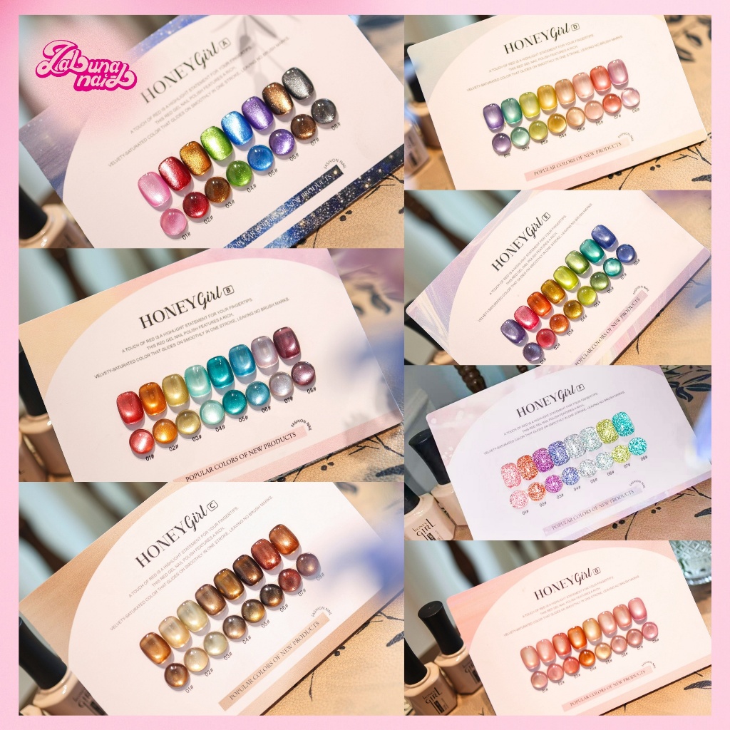 【พร้อมส่ง】ตัวเลือกต่างๆ HONEY 8สีตาแมว,ชุดแต่งเล็บเพชรแตก(บัตรสีฟรี) ลูกปัดแก้วตาแมว,ตาแมวหลากสี,กลิตเตอร์เพชรแตก,กาวตาแมวผ้าไหมซาติน