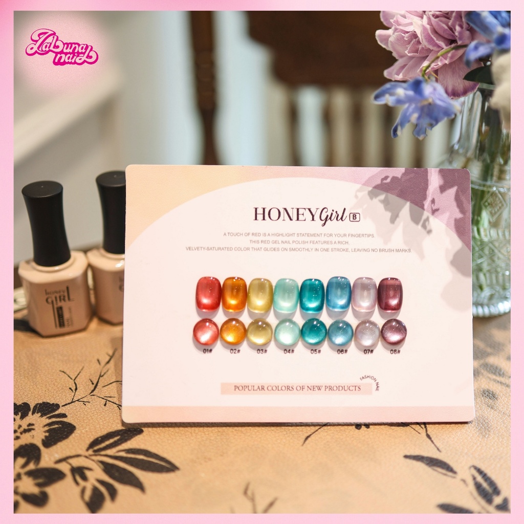 【พร้อมส่ง】ตัวเลือกต่างๆ HONEY 8สีตาแมว,ชุดแต่งเล็บเพชรแตก(บัตรสีฟรี) ลูกปัดแก้วตาแมว,ตาแมวหลากสี,กลิตเตอร์เพชรแตก,กาวตาแมวผ้าไหมซาติน - รูปที่ 2