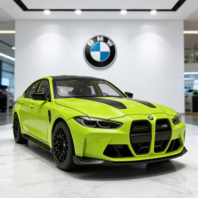 1:24 BMW M3 CS LCI G80 Mpower Supercar รถรุ่นเสียงและแสงดึงกลับของเล่นเด็กของสะสมวันเกิด