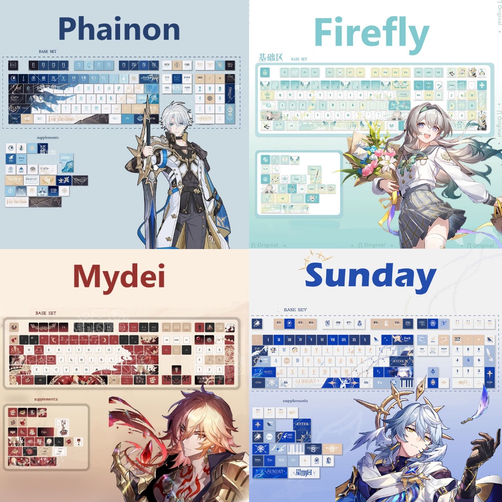 Honkai: Star Rail Painon Keycaps 120 คีย์ MOA/เชอร์รี่โปรไฟล์ PBT Wooting Aula F75 Mechanical Keycap Dye Sublimation Anime Mydei Anaxa DanHeng Cyrene Firefly Keycaps