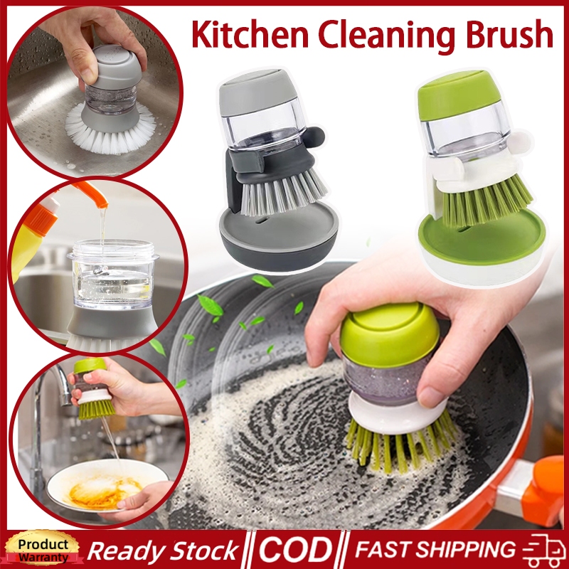 แปรงล้างจานพร้อมตู้ทําสบู่ Multi ใช้สบู่ Dispensing แปรงขัดสําหรับครัวเรือน Universal Kitchen จานปาล์มแปรง Tary