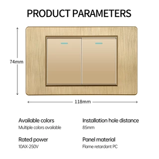 PSSRISE ซ็อกเก็ต PC แปรงแผงติดผนัง 118 ประเภท 15 A สวิตช์ซ็อกเก็ต 110 V Gold-A90