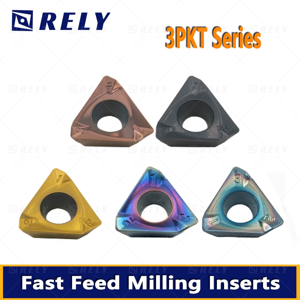 10 ชิ้น 3PKT060304RM 3PKT100408RM 3PKT150508RM 3PKT190608RM CNC Fast feed เม็ดกัดหน้ามุมขวา