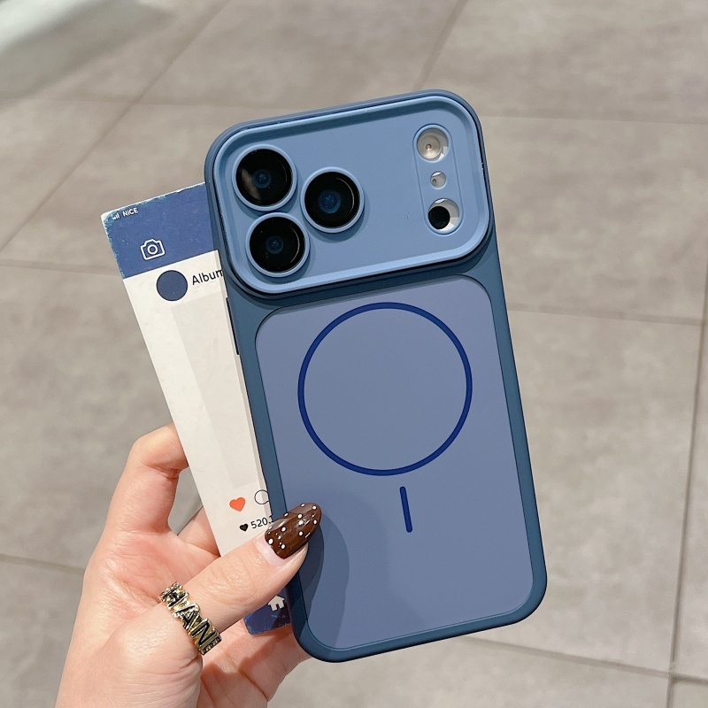 พรีเมี่ยม 2-in-1 dual สีแม่เหล็ก X-ring เคสโทรศัพท์หน้าต่างขนาดใหญ่เหมาะสําหรับ iPhone 11 12 13 14 15 16 17 Pro Max รวมทุกอย่างกระจกป้องกันฝาครอบตก