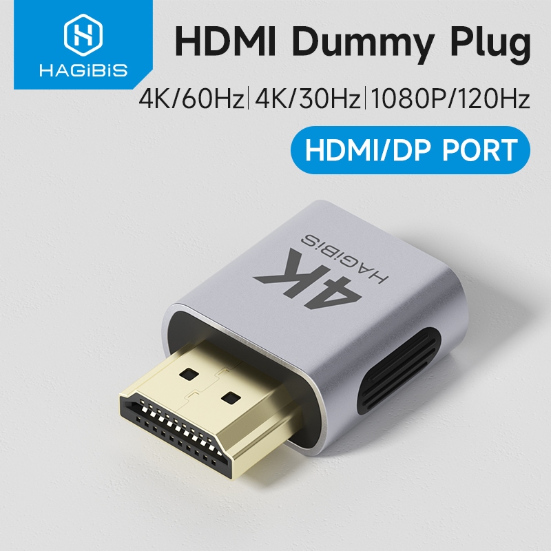 Hagibis 4K HDMI Dummy Plug DisplayPort EDID Emulator Plug Headless Adapter Virtual Display Emulator 4K @ 60Hz 2K @ 60Hz 1080P @ 120Hz