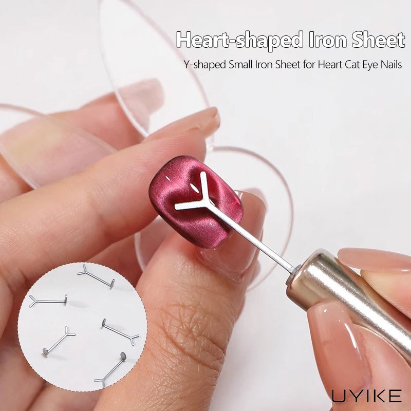 UYIKE Heart Cat Eye Nail Art เครื่องมือแผ่นเหล็กรูปหัวใจ 2025 รุ่นใหม่ แผ่นเหล็กพิเศษอเนกประสงค์สําหรับเจลตาแมวหัวใจ