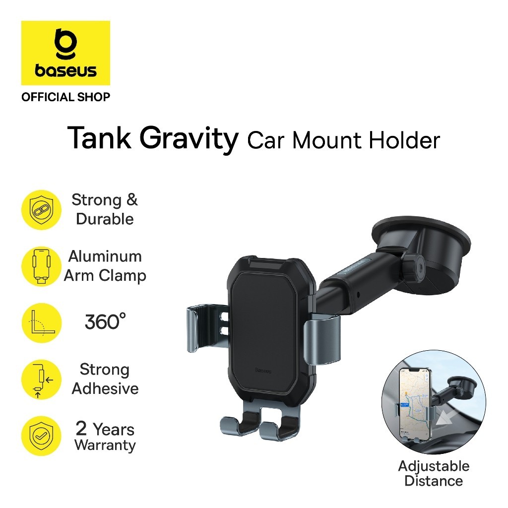 BASEUS Tank ที่วางโทรศัพท์ในรถยนต์แบบแรงโน้มถ่วง ฐานดูดติดแน่น