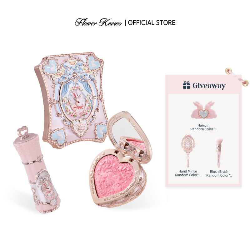 ชุดของขวัญกล่องของขวัญ 3 ชิ้นแต่งหน้า Flower Knows Bunny Garden Collection