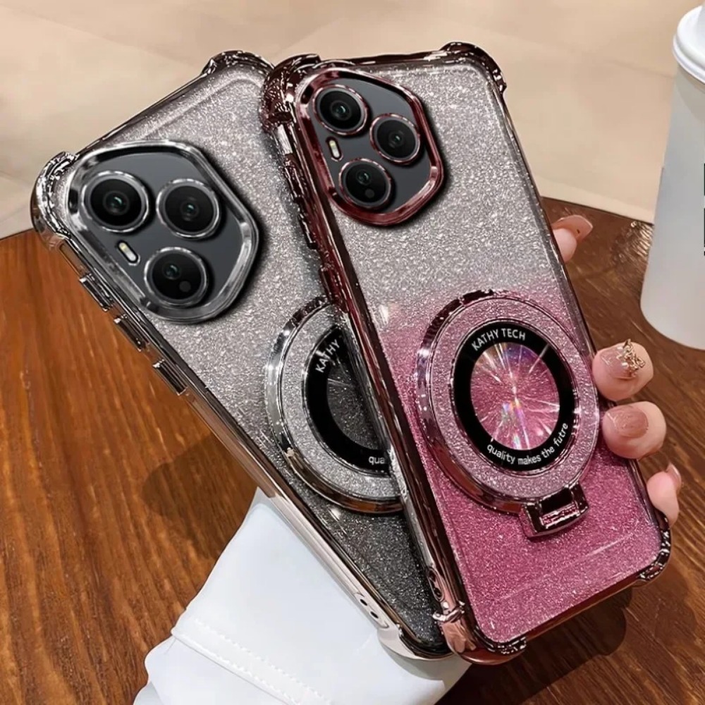 ปลอกกันกระแทกสําหรับ Honor 400 200 Pro Lite 400Lite 5G Gradientโปร่งใสGlitter Blingเคสโทรศัพท์นุ่มTPUซิลิโคนกันชนถุงลมนิรภัยป้องกันปกหลังพร้อมแหวนแม่เหล็กผู้ถือ
