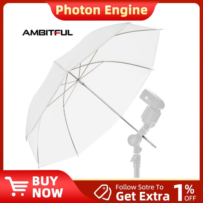 AMBITFUL 83 ซม.98 ซม.107 ซม.โปร่งแสงร่มสีขาว Soft Diffuser สตูดิโอการถ่ายภาพร่มสําหรับสตูดิโอแฟลช Strobe แสง