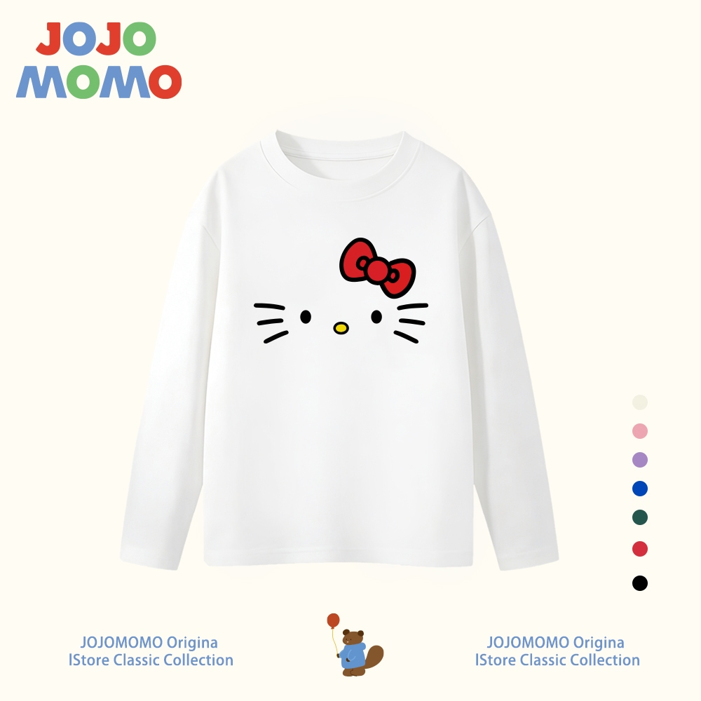 【จัดส่งภายใน 24 ชม】เสื้อแขนยาวเด็กผู้หญิง Hello Kitty ผ้าบาง ใส่สบาย ระบายอากาศดี สีขาว/สีแดง สำหรับเด็ก 1–10 ปี