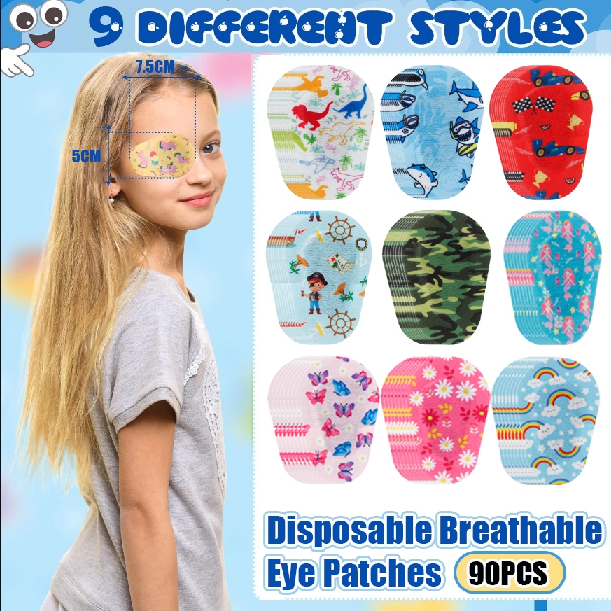 90 ชิ้นกาว แผ่นแปะตาเดี่ยวสําหรับเด็ก Eye Patch สําหรับเด็กเด็กวัยหัดเดิน Soft Breathable Eye Pad Light Blocking Eyepatch ชุด patch Orthopedic eye patch แผ่นปิดตาเด็ก รักษาโรคตาขี้เกียจ