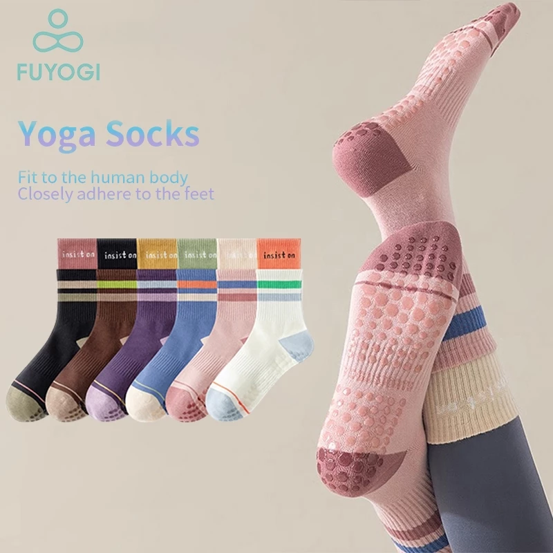 FUYOGI ถุงเท้ากันลื่น ซับแรงกระแทก กันลื่น ยืนหยุ่น ซับเหงื่อดี Yoga Sock เหมาะกับการเล่นโยคะ พิลาทิส