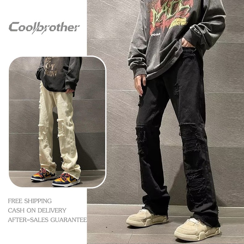 [COOL BROTHER]กางเกงยีนส์ทรงกระบอกชายขาตรง ทรงตรง แบบเรียบง่าย แฟชั่นเกาหลี สําหรับผู้ชาย